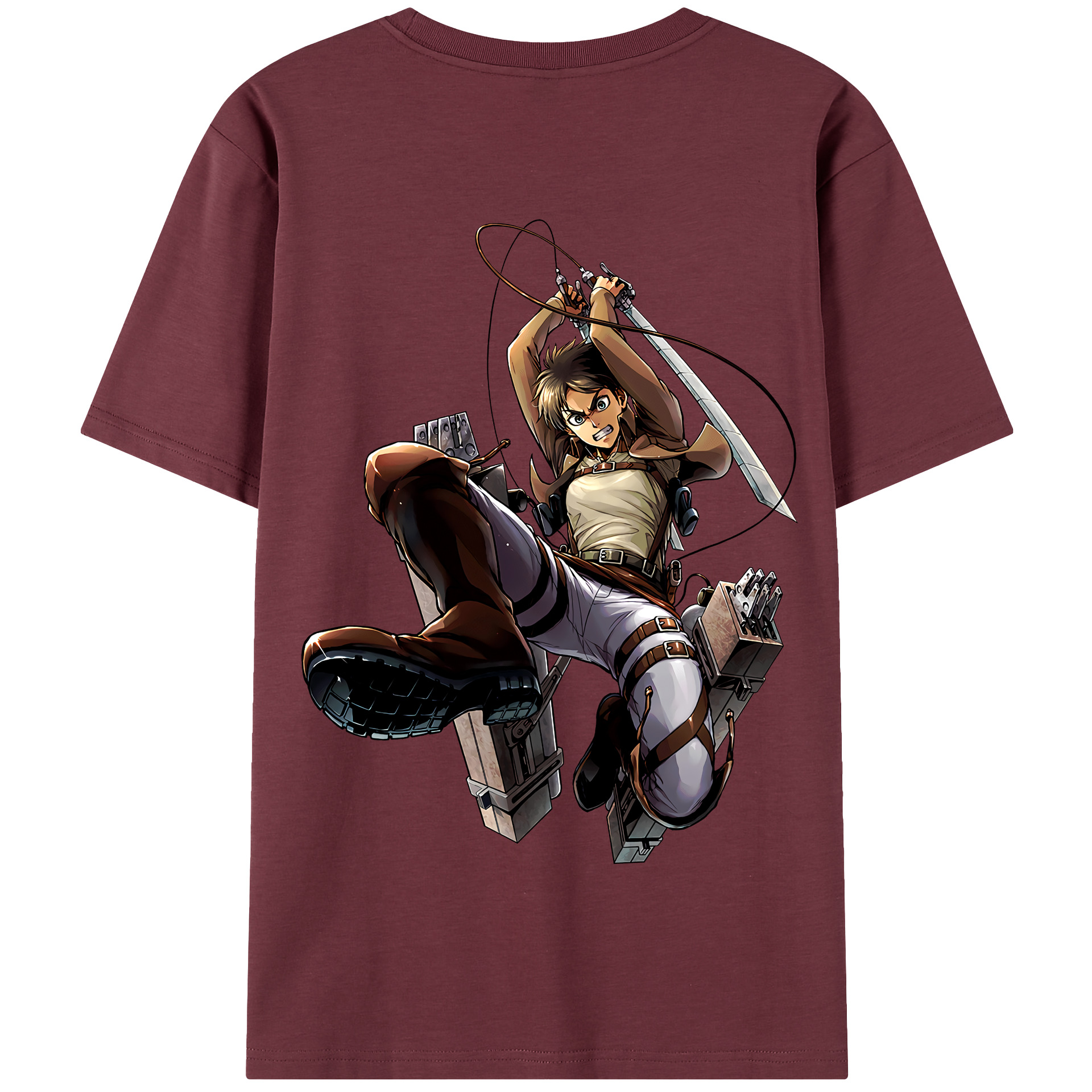 （画像用） 進撃の巨人 エレン･イェーガー Attack on Titan Eren Jäger 綿100％半袖Tシャツ（背面プリント）